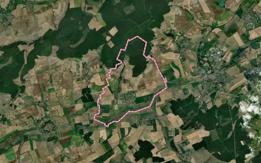 Vue satellite de Mulcey avec ses contours administratifs