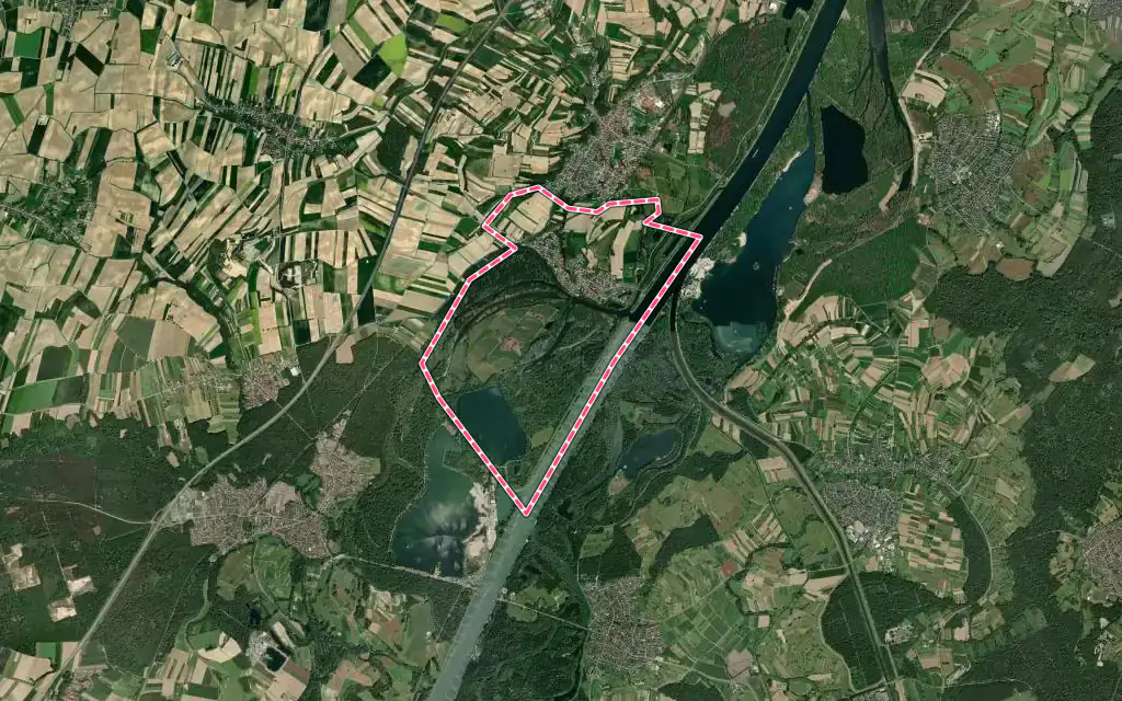 Vue satellite de Munchhausen avec ses contours administratifs