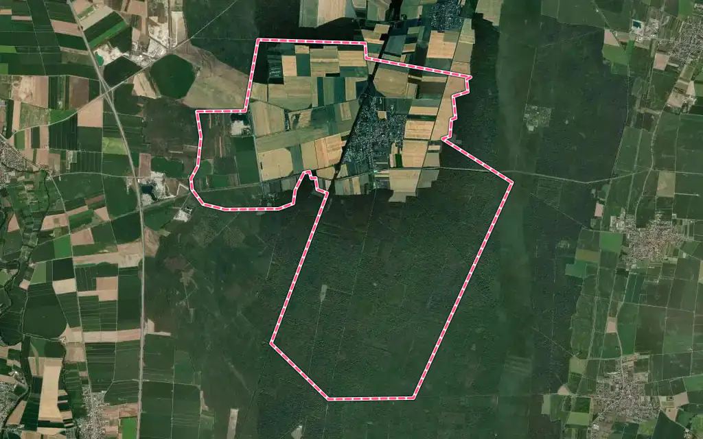 Vue satellite de Munchhouse avec ses contours administratifs