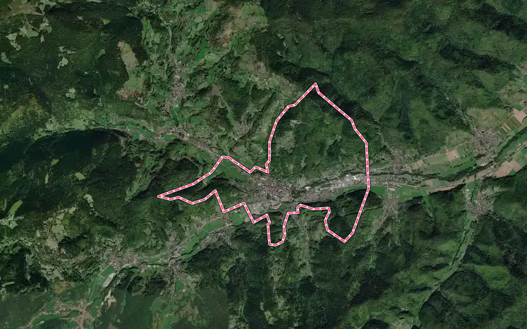 Vue satellite de Munster avec ses contours administratifs