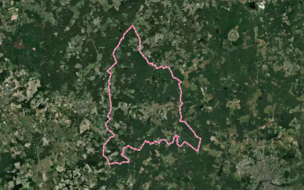 Vue satellite de Mur-de-Sologne avec ses contours administratifs
