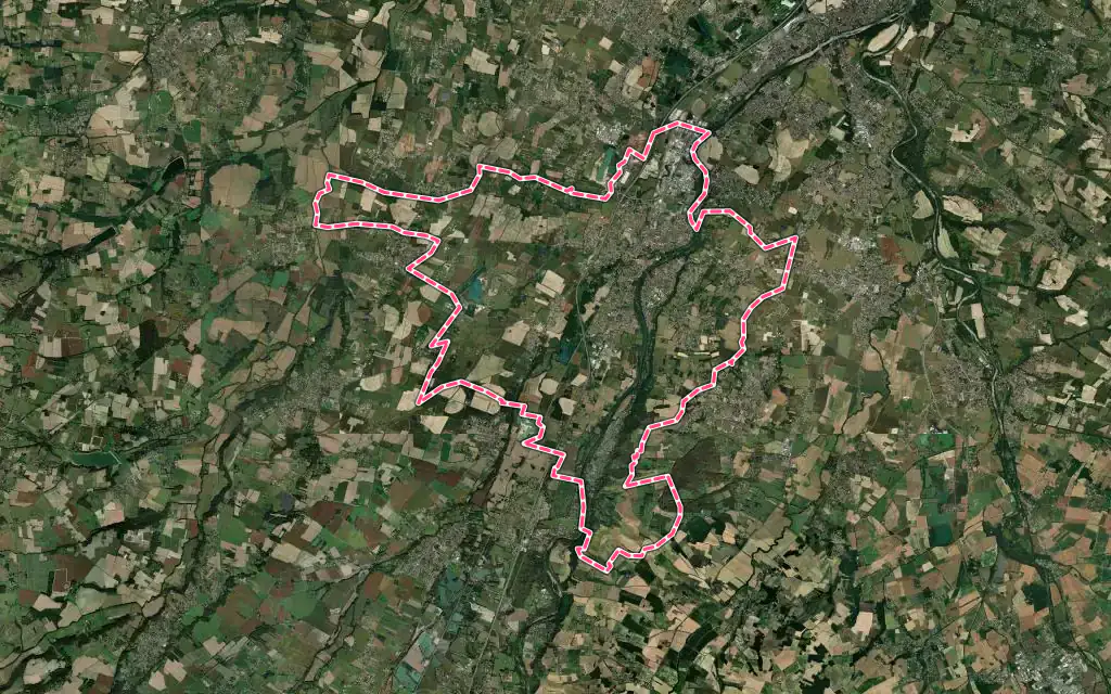 Vue satellite de Muret avec ses contours administratifs