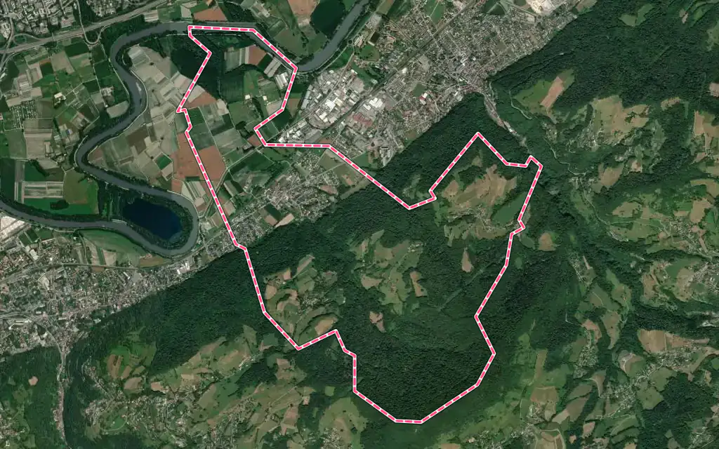 Vue satellite de Murianette avec ses contours administratifs
