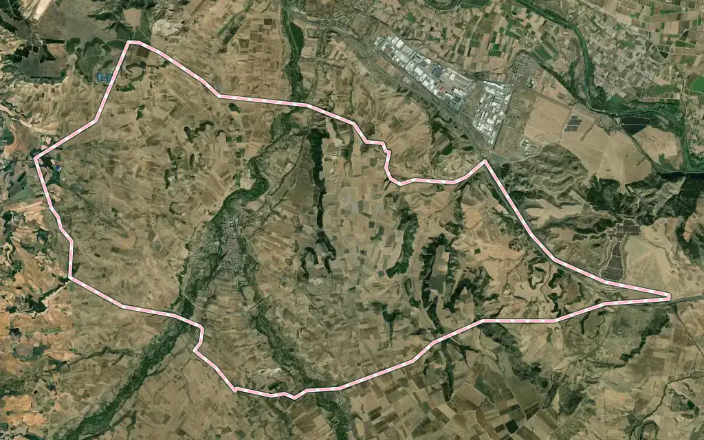 Vista satélite de Murillo de Río Leza con su contorno administrativo