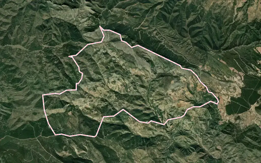 Vista satélite de Muro de Aguas con su contorno administrativo