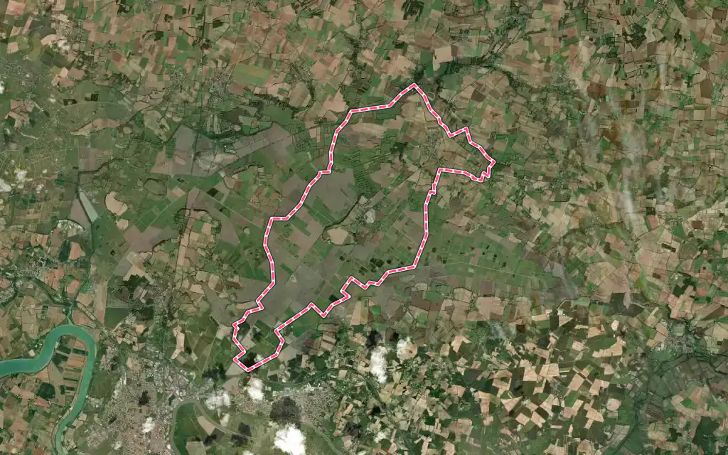 Vue satellite de Muron avec ses contours administratifs