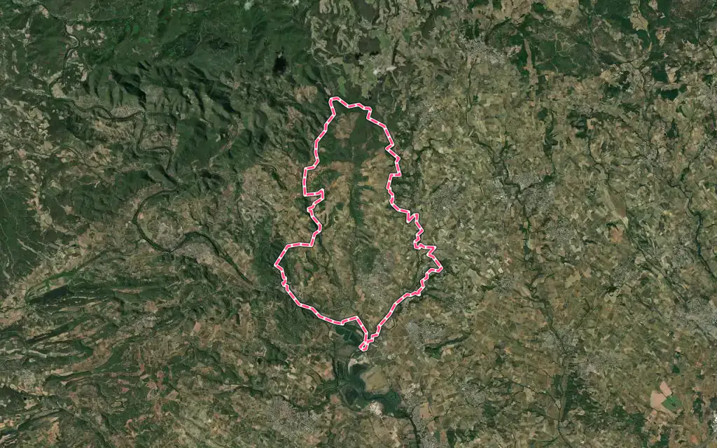 Vue satellite de Murviel-lès-Béziers avec ses contours administratifs