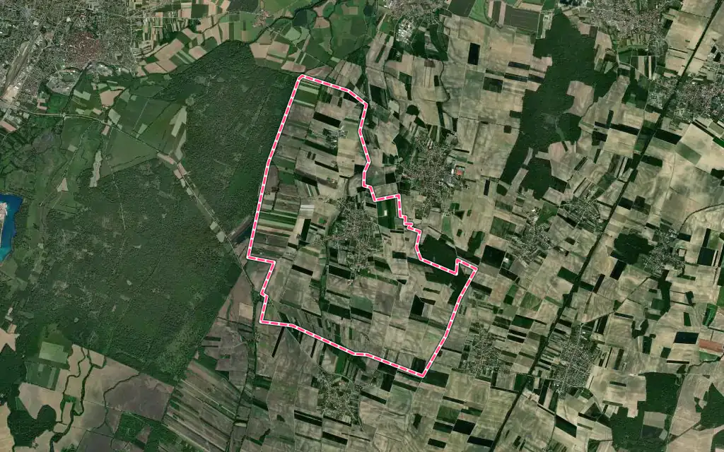 Vue satellite de Mussig avec ses contours administratifs
