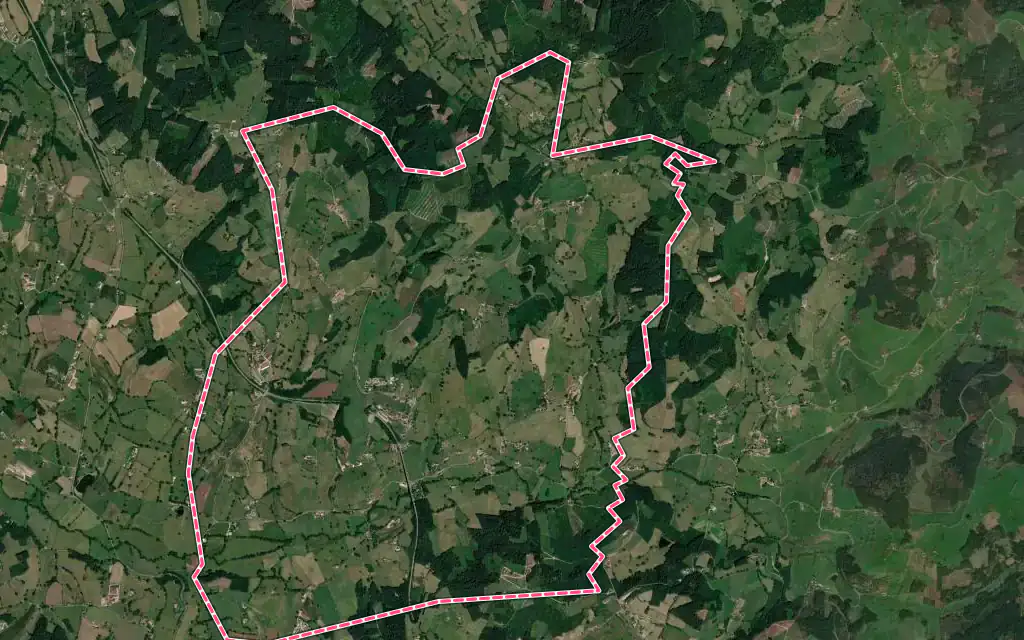 Vue satellite de Mussy-sous-Dun avec ses contours administratifs
