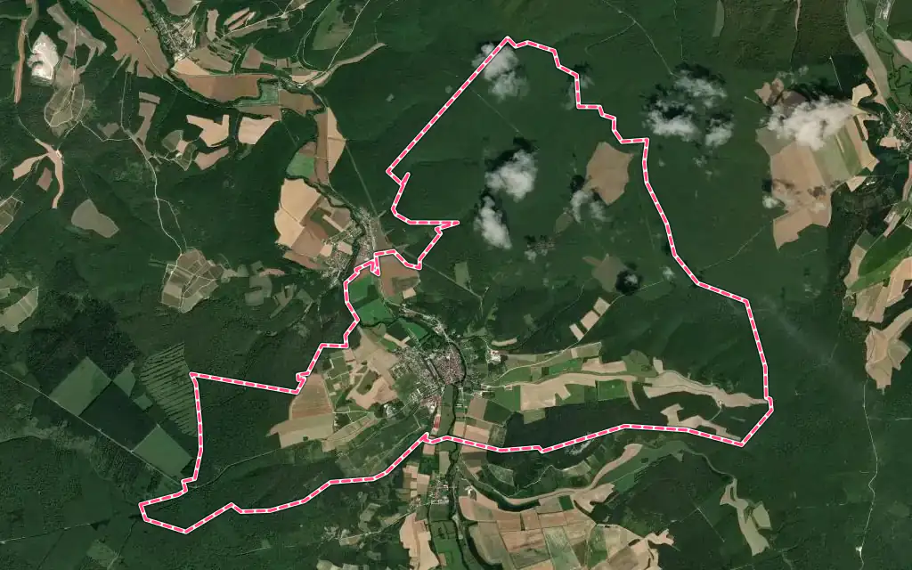 Vue satellite de Mussy-sur-Seine avec ses contours administratifs