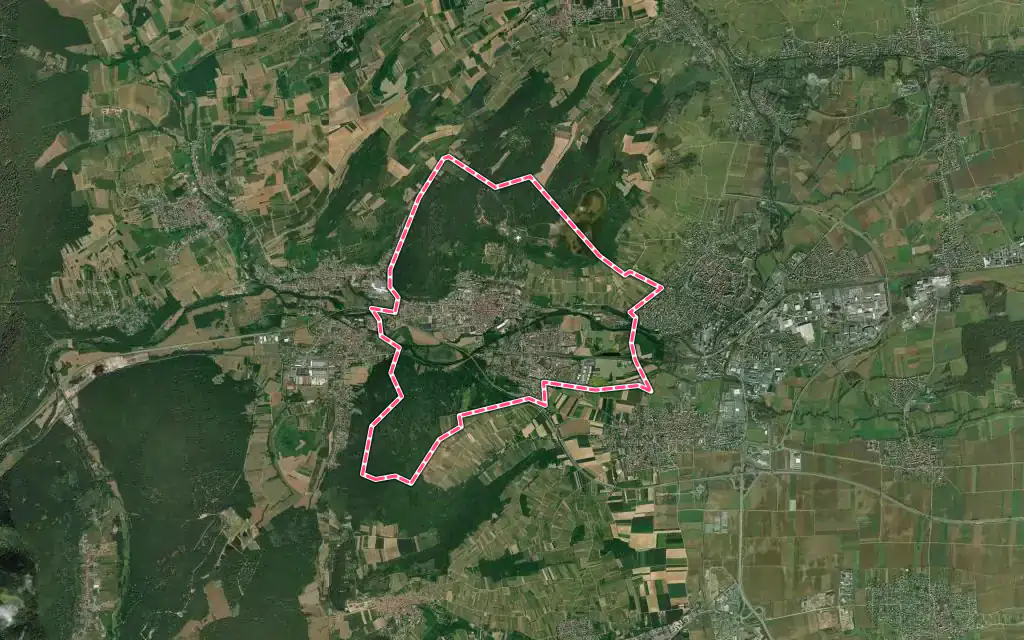 Vue satellite de Mutzig avec ses contours administratifs