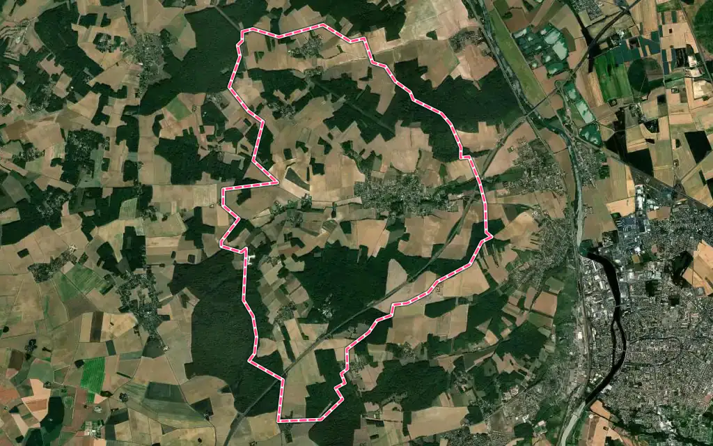 Vue satellite de Nailly avec ses contours administratifs