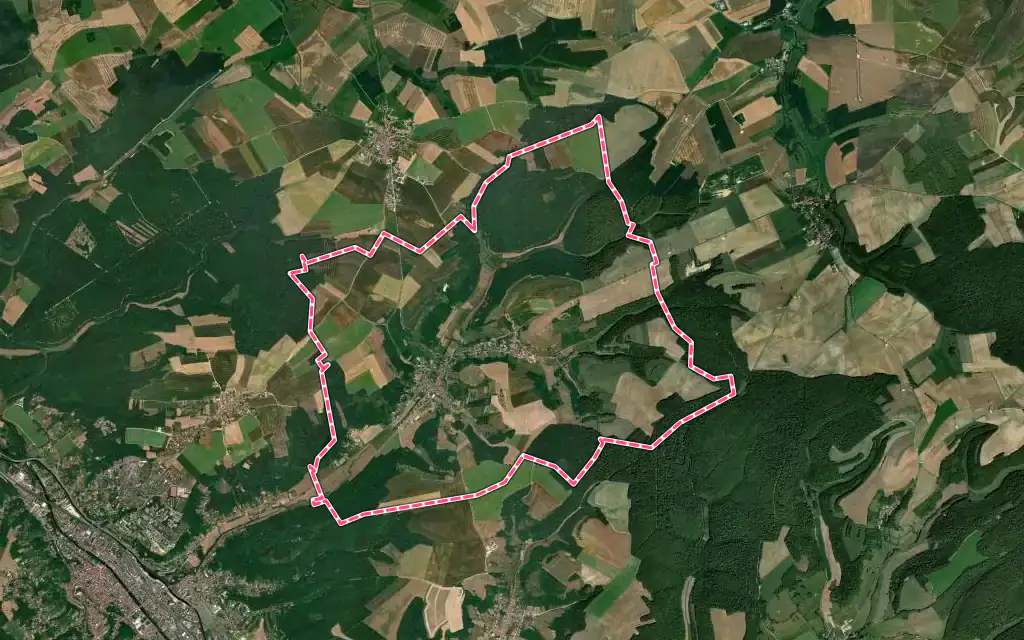 Vue satellite de Naives-Rosières avec ses contours administratifs