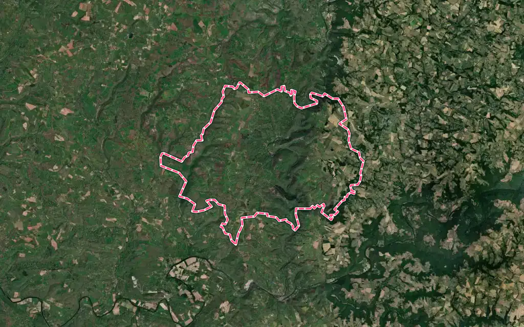 Vue satellite de Najac avec ses contours administratifs