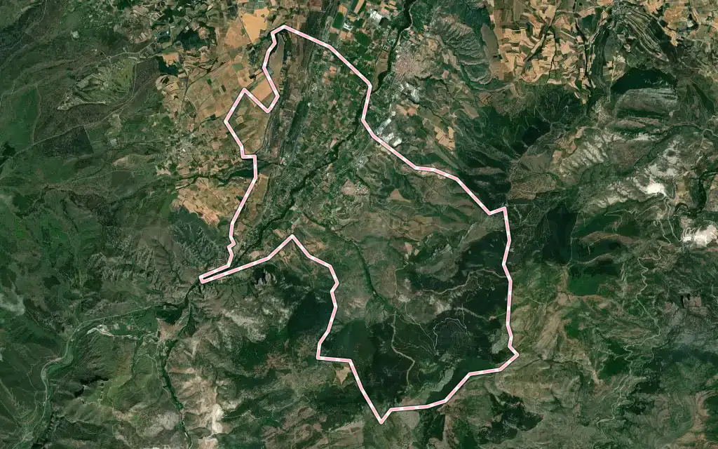 Vista satélite de Nalda con su contorno administrativo