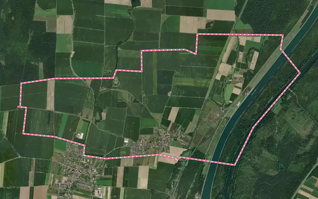 Vue satellite de Nambsheim avec ses contours administratifs