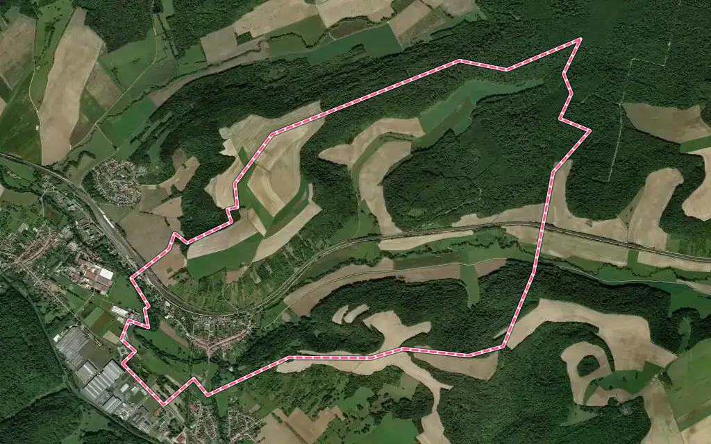 Vue satellite de Nançois-sur-Ornain avec ses contours administratifs
