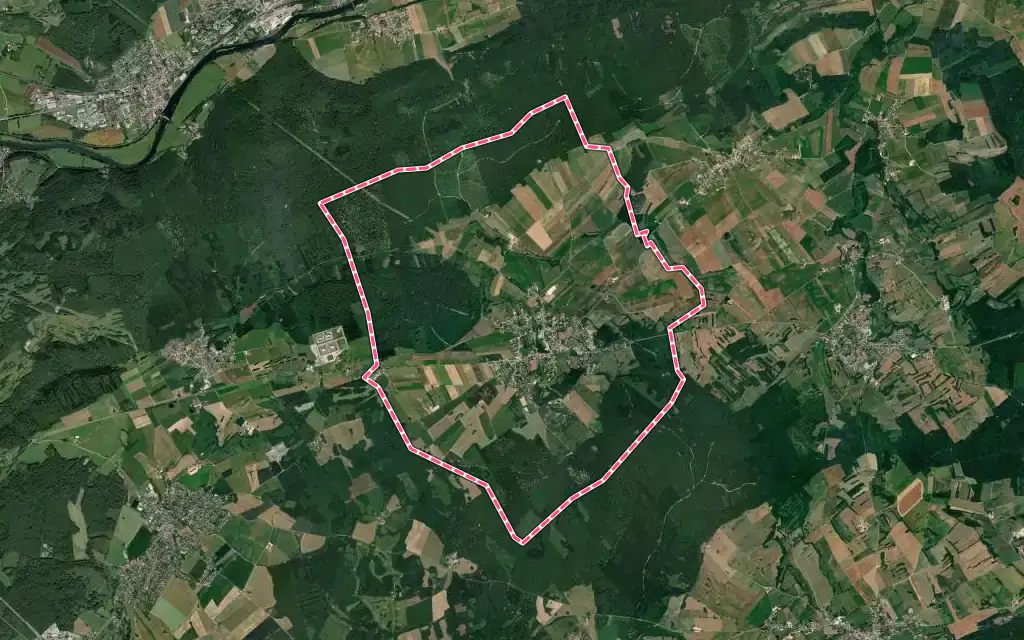 Vue satellite de Nancray avec ses contours administratifs