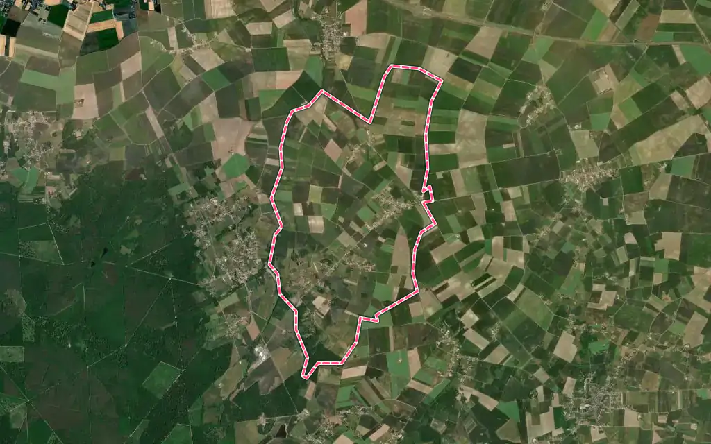 Vue satellite de Nancray-sur-Rimarde avec ses contours administratifs