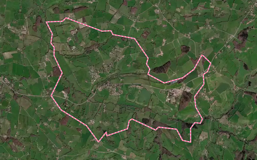 Vue satellite de Nandax avec ses contours administratifs