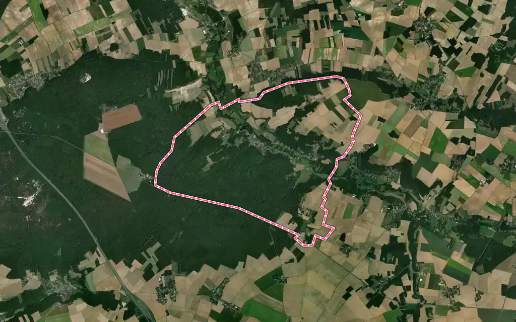 Vue satellite de Nanteau-sur-Lunain avec ses contours administratifs