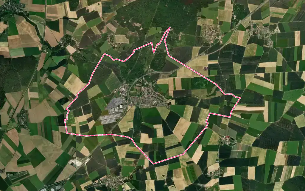Vue satellite de Nanteuil-le-Haudouin avec ses contours administratifs