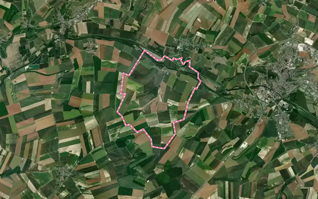 Vue satellite de Nanteuil-sur-Aisne avec ses contours administratifs