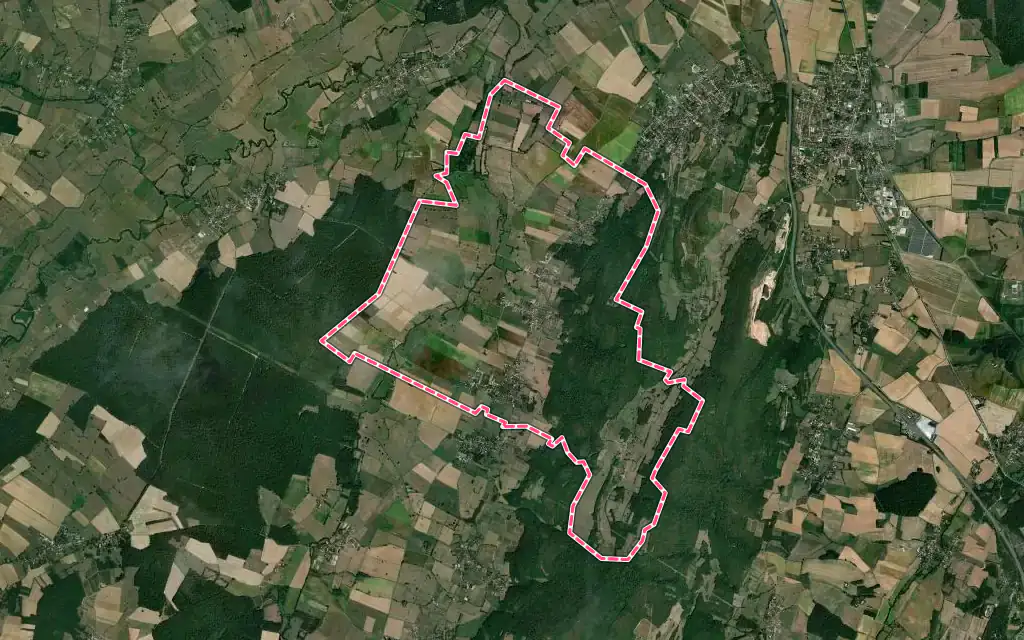 Vue satellite de Nanton avec ses contours administratifs