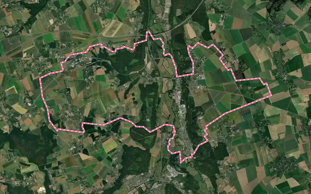 Vue satellite de Nassandres sur Risle avec ses contours administratifs