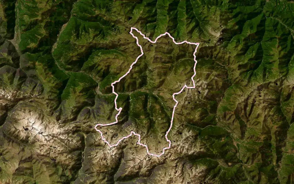 Vista satélite de Naut Aran con su contorno administrativo