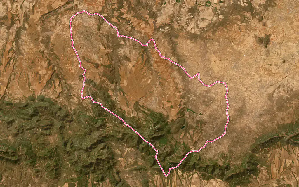 Vista satélite de Navahermosa con su contorno administrativo