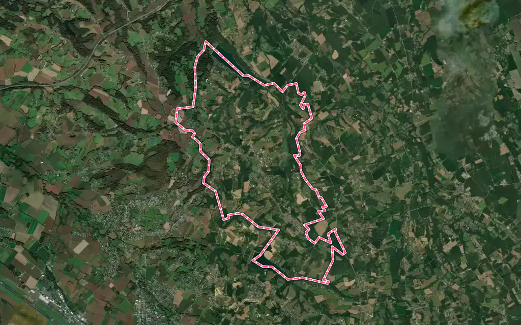 Vue satellite de Navailles-Angos avec ses contours administratifs