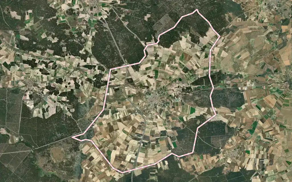 Vista satélite de Navalmanzano con su contorno administrativo