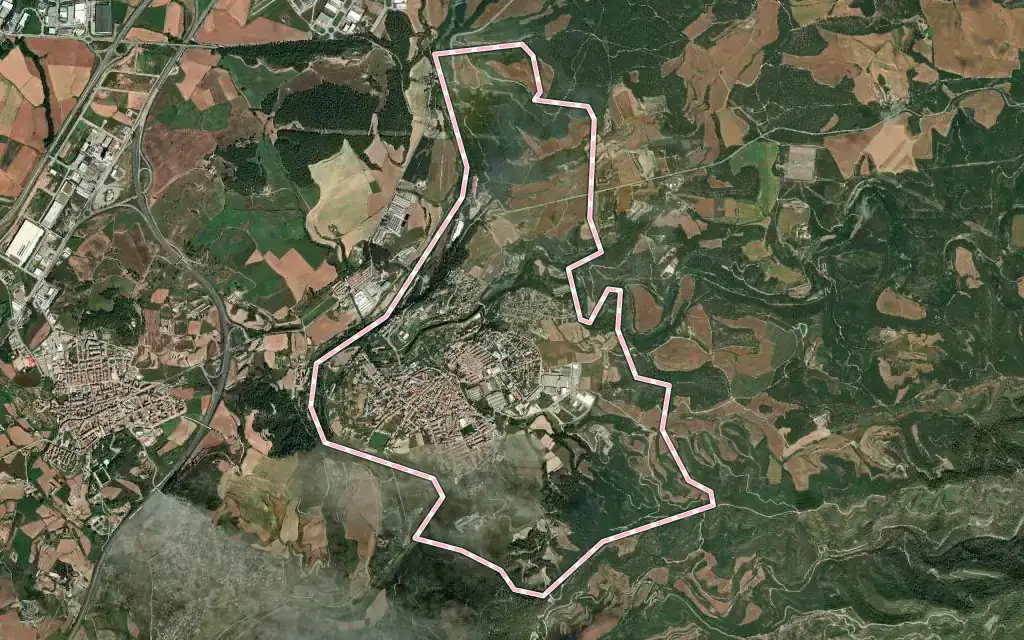 Vista satélite de Navarcles con su contorno administrativo