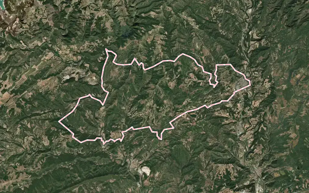 Vista satélite de Navàs con su contorno administrativo