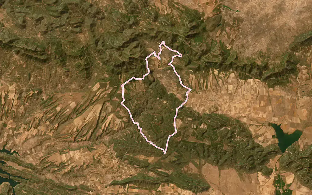 Vista satélite de Navas de Estena con su contorno administrativo