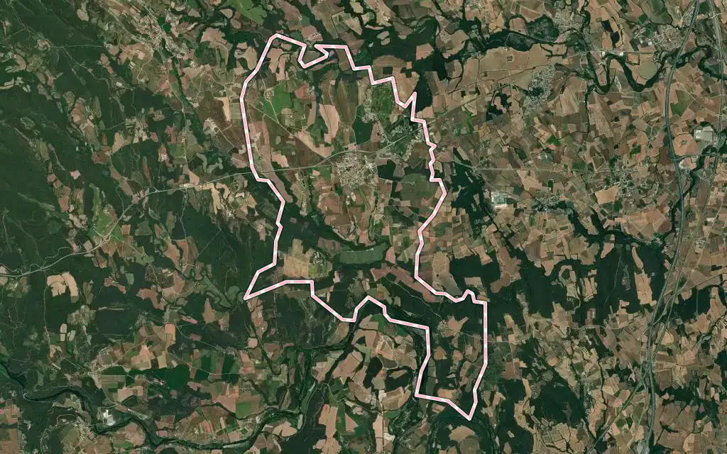Vista satélite de Navata con su contorno administrativo