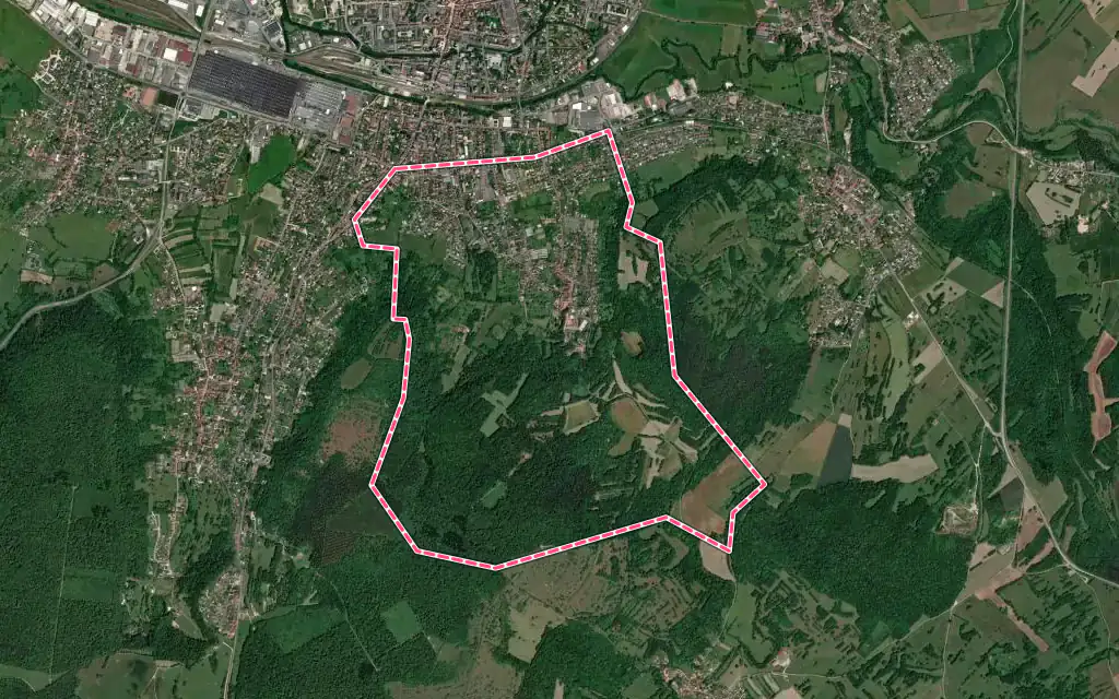 Vue satellite de Navenne avec ses contours administratifs