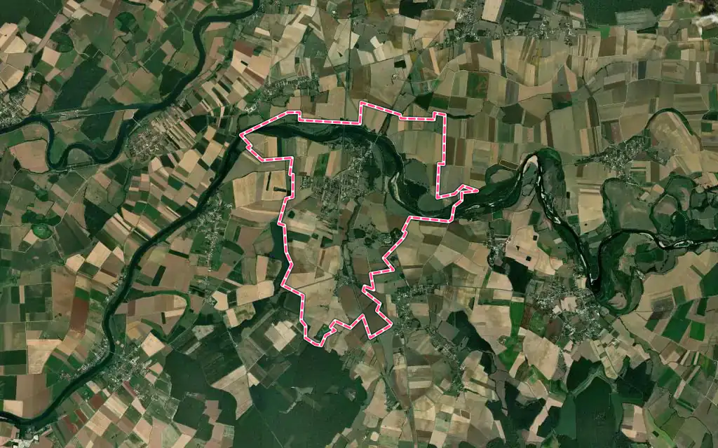 Vue satellite de Navilly avec ses contours administratifs