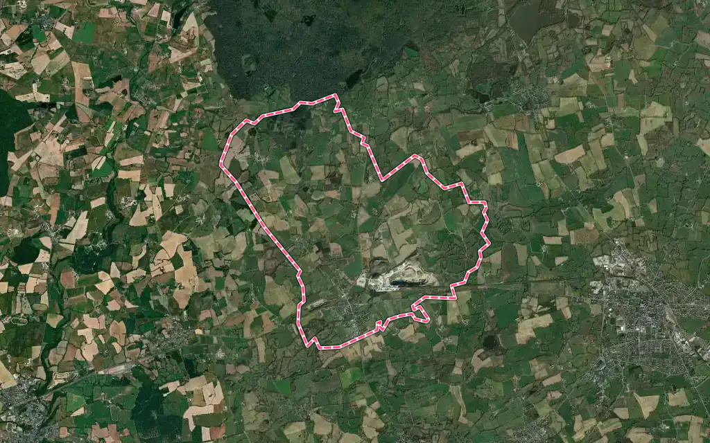 Vue satellite de Neau avec ses contours administratifs