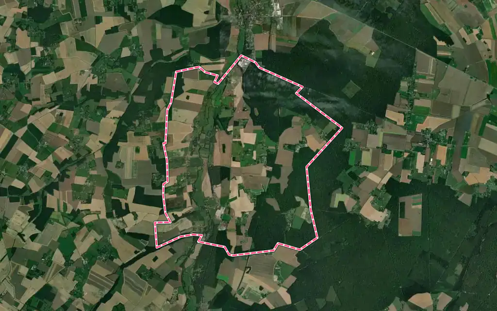 Vue satellite de Neaufles-Auvergny avec ses contours administratifs