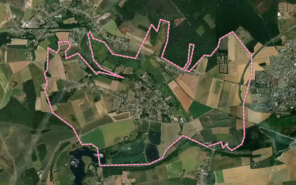 Vue satellite de Neaufles-Saint-Martin avec ses contours administratifs