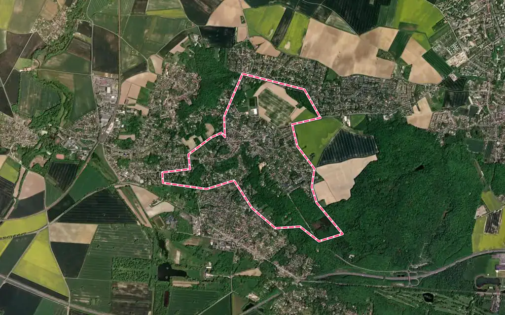Vue satellite de Neauphle-le-Château avec ses contours administratifs