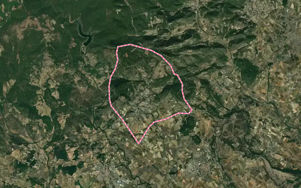 Vue satellite de Neffiès avec ses contours administratifs