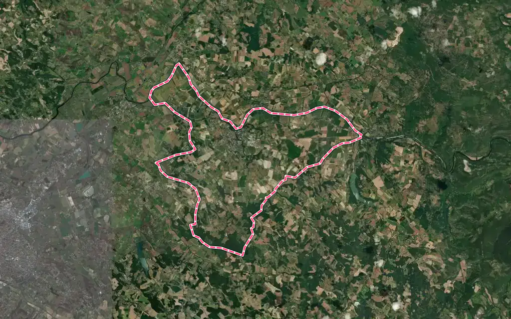 Vue satellite de Nègrepelisse avec ses contours administratifs