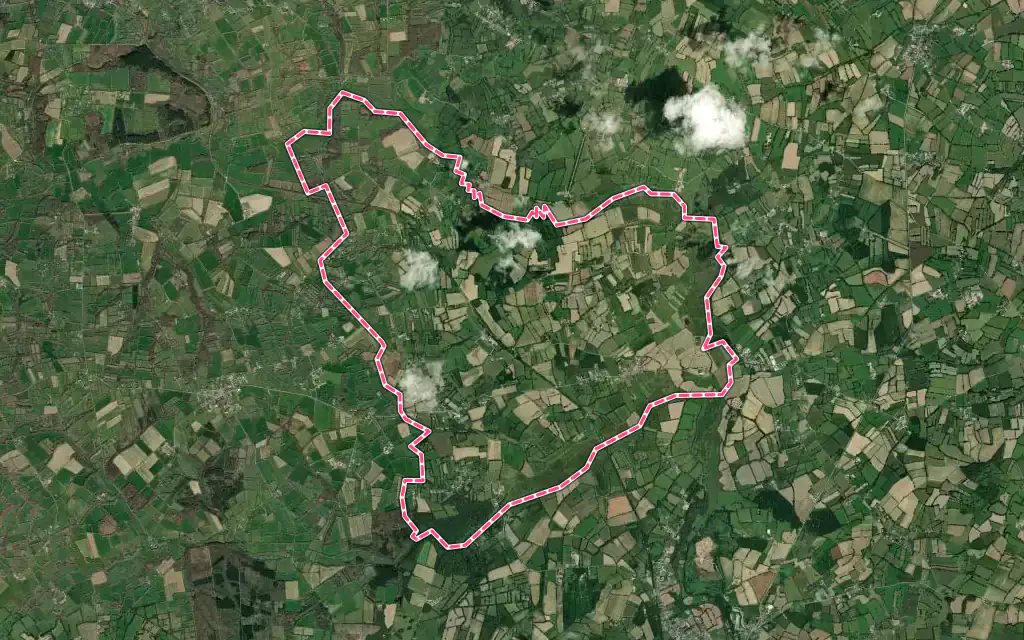 Vue satellite de Néhou avec ses contours administratifs