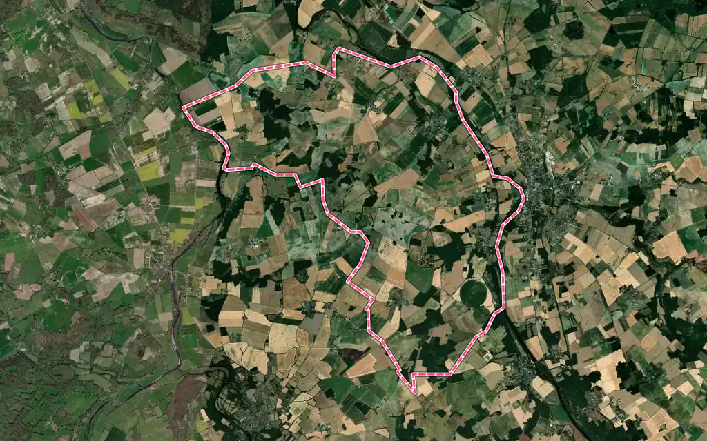 Vue satellite de Néons-sur-Creuse avec ses contours administratifs