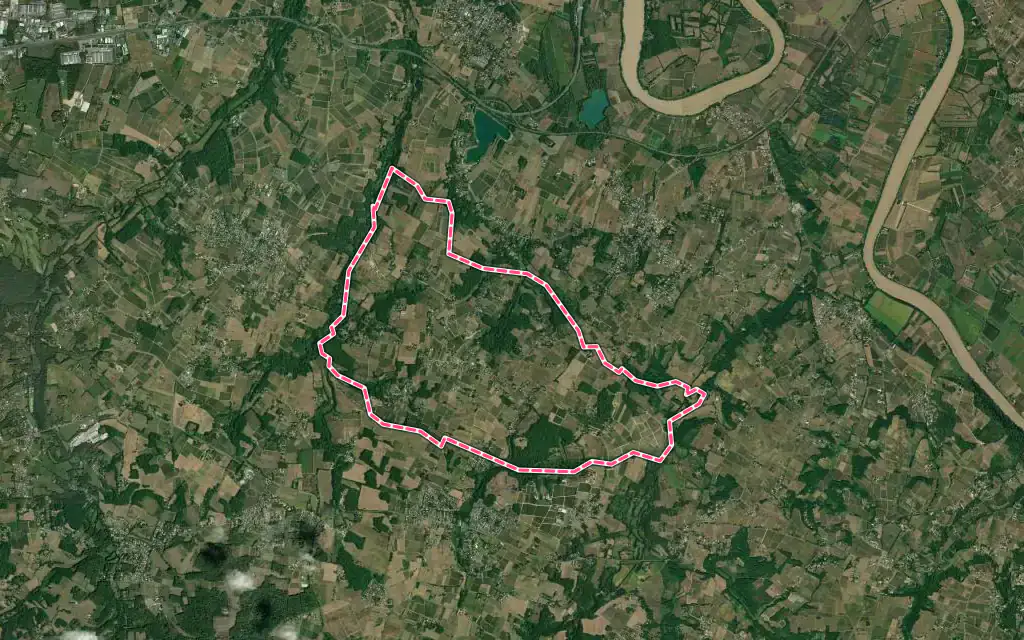 Vue satellite de Nérigean avec ses contours administratifs