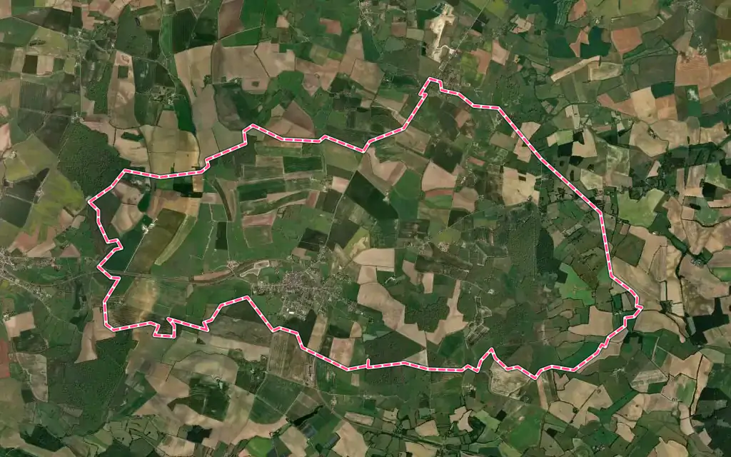 Vue satellite de Nérondes avec ses contours administratifs