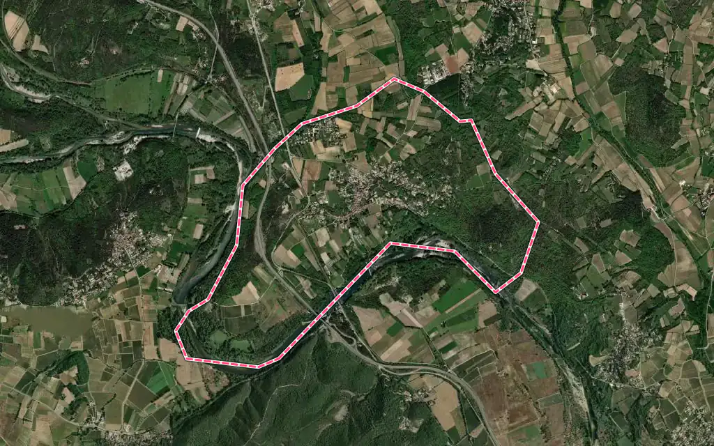 Vue satellite de Ners avec ses contours administratifs